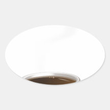 Cocido al vapor de la taza de café al vapor en el  pegatinas oval personalizadas
