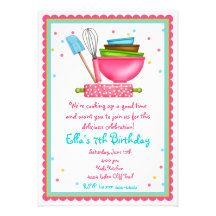 Cocina que cocina invitaciones del cumpleaños comunicado personalizado