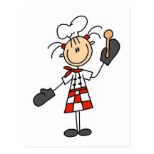 Cocinero de sexo femenino con las camisetas y los  postal