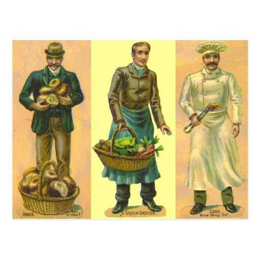 Cocinero del tendero del panadero del vintage tarjeta postal