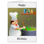 Cocinero en el trabajo, feliz, cumpleaños tarjetas