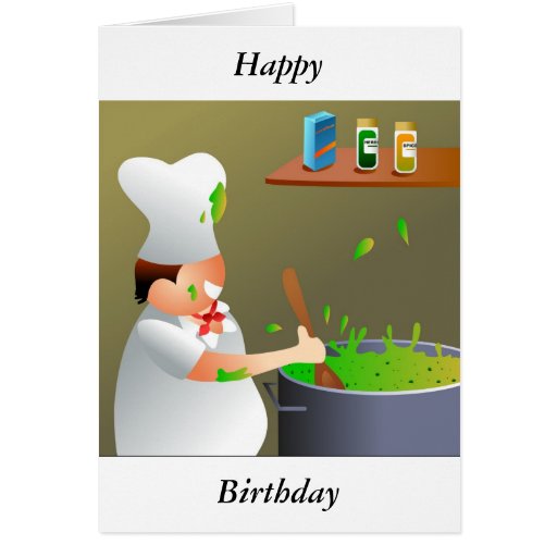 Cocinero en el trabajo, feliz, cumpleaños tarjetas