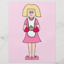 Cocinero en rosa y blanco tarjetas informativas