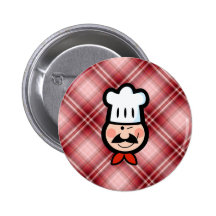 Cocinero rojo de la tela escocesa pins