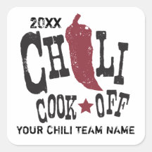 Cocinero rústico del chile de la competencia calcomania cuadrada personalizada