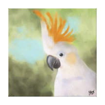 Cockatoo con cresta cítrico impresión en lienzo estirada