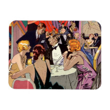 Cóctel del club nocturno del art déco del vintage imanes rectangulares
