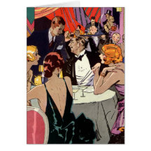 Cóctel del club nocturno del art déco del vintage felicitación