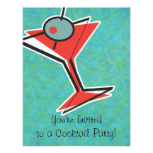cóctel verde oliva retro de martini invitaciones personalizada
