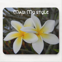 Cojín de ratón amarillo del Plumeria de Maui Alfombrilla De Ratón