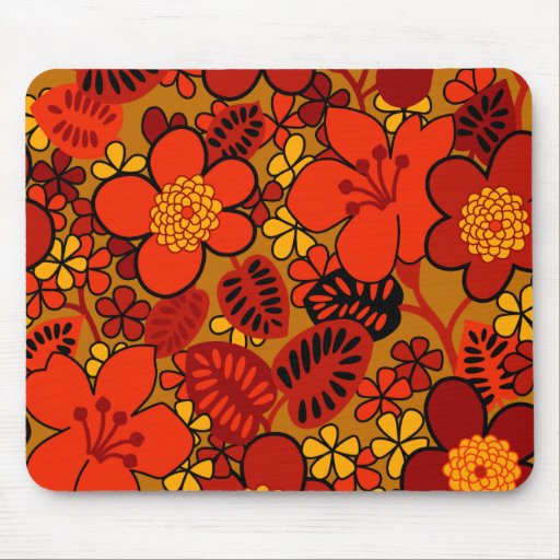 Cojín de ratón anaranjado retro del diseño floral tapetes de ratón