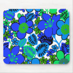Cojín de ratón azul retro del diseño floral tapete de raton