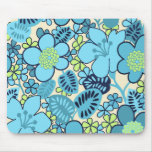 Cojín de ratón azul retro del diseño floral tapetes de ratones