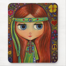 Cojín de ratón de la muñeca del Hippie de la paz Alfombrillas De Raton