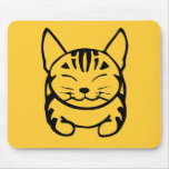 Cojín de ratón feliz del gato (negro en amarillo) alfombrilla de ratones