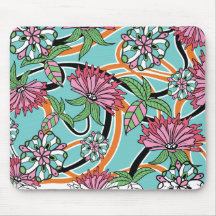 Cojín de ratón fresco floral azul tapete de raton