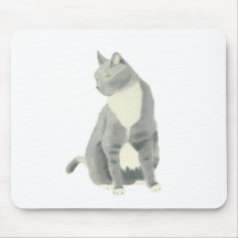 Cojín de ratón gris del gato del smoking alfombrillas de raton