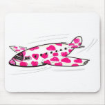 Cojín de ratón rosado del avión del amor de los co tapete de ratón