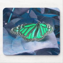 Cojín de ratón verde de la mariposa de monarca alfombrillas de ratones
