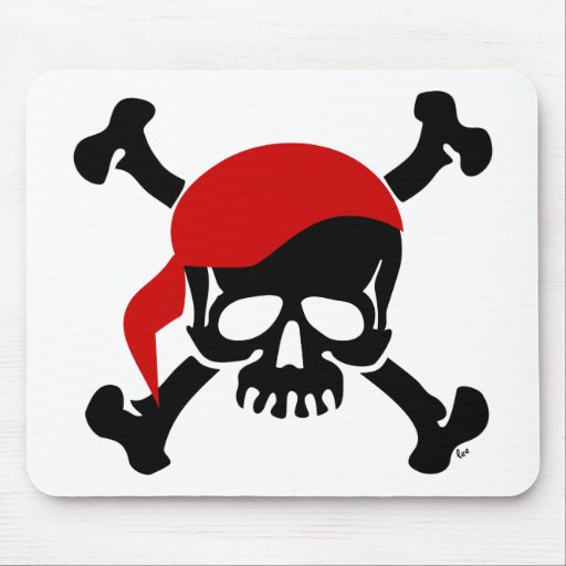 Cojín del cráneo del JollyRoger del pirata y de ra Tapete De Ratón