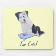 cojín lindo del perrito del border collie y de rat alfombrilla de raton