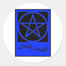 Colección fresca del Pentagram de la bruja (azul) Etiqueta