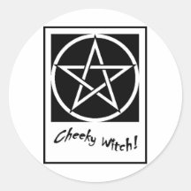 Colección fresca del Pentagram de la bruja (negro  Pegatina Redonda