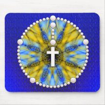 Colector azul y amarillo del sueño del rosario alfombrilla de ratones