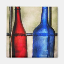Colector - botellas - dos botellas de vino vacías iman para frigorífico