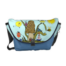 Colgante con la bolsa de mensajero del carrito de  bolsas de mensajería