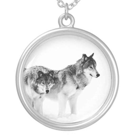 Colgante de la foto del lobo. Lobos blancos y negr