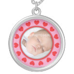 Colgante rosado del collar del marco de la foto de