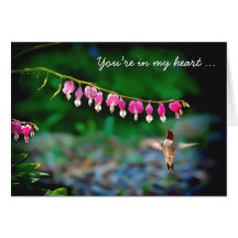 Colibrí de los corazones sangrantes en mi corazón felicitaciones