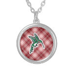 Colibrí lindo; Tela escocesa roja Collares Personalizados