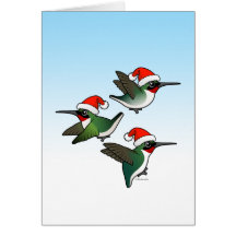 Colibrí Rubí-throated del navidad Tarjetón
