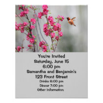 Colibrí y flores del vuelo invitaciones