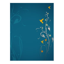 colibríes preciosos y diseño floral del remolino postal
