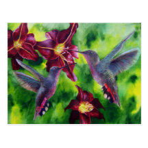 Colibríes y postal de Lillies