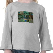 Collage azulverde de la foto del pavo real camisetas