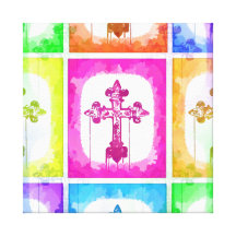 Collage cristiano del arte pop de las cruces color impresiones en lienzo estiradas