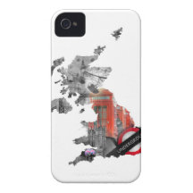 Collage de la foto de Reino Unido (blanco rojo neg iPhone 4 Case-Mate Carcasa