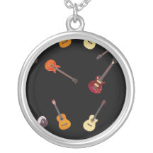 Collage de la guitarra acústica eléctrica y joyeria personalizada