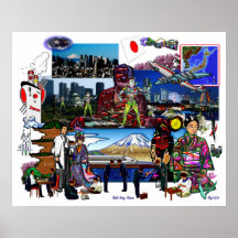 Collage del archipiélago japonés de Japón Poster