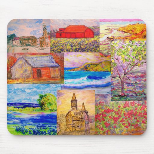 collage del arte pop del paisaje alfombrillas de ratón