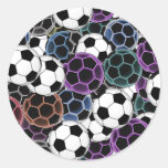 Collage del balón de fútbol pegatina redonda