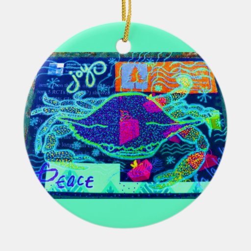 Collage del cangrejo azul ornaments para arbol de navidad