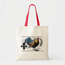 Collage del gallo del vintage bolsa lienzo