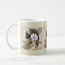 Collage elegante del damasco de la magnolia del vi taza