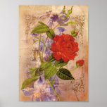 Collage floral de Digitaces del vintage Impresiones