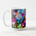 Collage floral romántico retro colorido taza de café